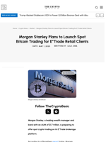 Morgan Stanley Plans to Launch Spot Bitcoin Trading for E*Trade Retail Clients