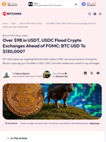 $9B in Stablecoins Moved To Exchanges, BTC USD To $130K?