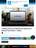 Coinbase Secures Conditional OCC Approval For Trust Charter