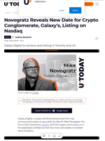 Novogratz Reveals New Date for Crypto Conglomerate, Galaxy's, Listing on Nasdaq