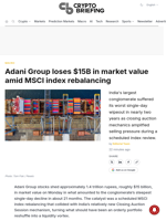 Adani Group loses $15B in market value amid MSCI index rebalancing