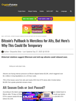 Bitcoin's Pullback Is Merciless for Alts, But Here's Why This Could Be Temporary