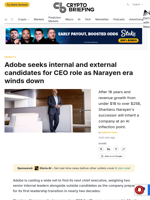 Adobe seeks internal and external candidates for CEO role as Narayen era winds down