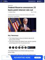 Federal Reserve announces 25 basis point interest rate cut