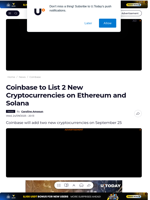 Coinbase to List 2 New Cryptocurrencies on Ethereum and Solana - U.Today