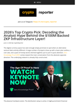 2026’s Top Crypto Pick: Decoding the Analyst Hype Behind the $100M-Backed ZKP Infrastructure Layer!