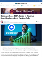 Coinbase Sees 130% Surge in Revenue Resulting From Post Election Rally