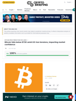 Bitcoin falls below $72K amid US-Iran tensions, impacting market confidence