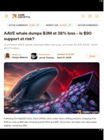 AAVE whale dumps $3M at 38% loss - Is $90 support at risk? - AMBCrypto