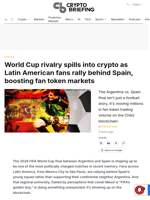 World Cup rivalry spills into crypto as Latin American fans rally behind Spain, boosting fan token markets