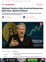 Michael Saylor Calls Proof-of-Reserves Bad Idea, Sparks Debate - Coinspeaker