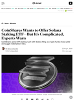 CoinShares Wants to Offer Solana Staking ETF—But It's Complicated, Experts Warn - Decrypt