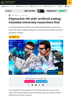 Columbia Study: Polymarket Trades Inflated by Wash Trading