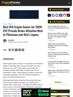 Best ICO Crypto Games for 2026: EV2 Presale Draws Attention Next to Pikamoon and Atia's Legacy