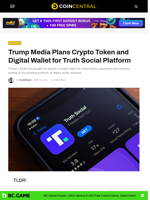 Trump Media Plans Crypto Token and Digital Wallet for Truth Social Platform - CoinCentral
