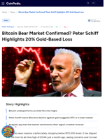 Bitcoin Bear Market Confirmed? Peter Schiff Highlights 20% Gold-Based Loss