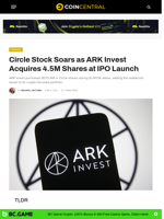 Circle Stock Soars as ARK Invest Acquires 4.5M Shares at IPO Launch - CoinCentral