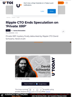 Ripple CTO Ends Speculation on 'Private XRP'