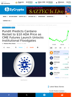Pundit Predicts Cardano Rocket to $10 ADA Price as CME Futures Launch Unlocks Institutional Floodgates ⋆ ZyCrypto