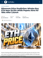 Ethereum Price Prediction: Whales Buy ETH Near $2,324 While Pepeto Aims for 100x After Launch - TechBullion