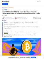 How 188 Stolen BTC Moved from Coinbase to THORChain Swaps