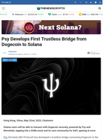 Psy Develops First Trustless Bridge from Dogecoin to Solana - TheNewsCrypto