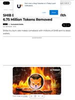 SHIB Burn Activity Surges 140% With 6.75 Million Tokens Removed - U.Today