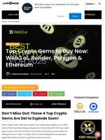 Top Crypto Gems to Buy Now: Web3 ai, Render, Polygon & Ethereum  | Live Bitcoin News