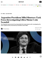 Argentine President Milei Shutters Task Force Investigating Libra Meme Coin Scandal - Decrypt