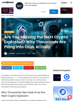 Are You Missing the Next Crypto Explosion? Why Thousands Are Piling Into Ozak AI Daily | Live Bitcoin News