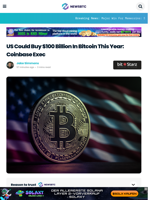 US Could Buy $100 Billion In Bitcoin This Year: Coinbase Exec