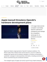 Apple lawsuit threatens OpenAI's hardware development plans