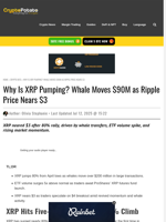 Why Is XRP Pumping? Whale Moves $90M as Ripple Price Nears $3