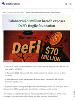 Balancer’s $70 million breach exposes DeFi’s fragile foundation - CoinJournal