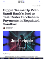 Ripple Teams Up With Saudi Bank’s Jeel to Test Faster Blockchain Payments in Regulated Sandbox