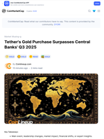 Tether's Gold Purchase Surpasses Central Banks' Q3 2025: Guest Post by Coinlineup.com | CoinMarketCap