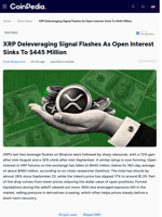 XRP Deleveraging Signal Flashes As Open Interest Sinks To $445 Million