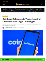 Coinbase Relocates to Texas, Leaving Delaware After Legal Challenges - CoinCentral