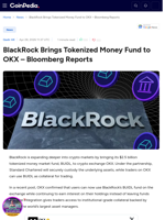 BlackRock Brings Tokenized Money Fund to OKX - Bloomberg Reports