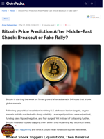 Bitcoin Price Prediction After Middle-East Shock: Breakout or Fake Rally?