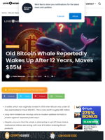 Old Bitcoin Whale Reportedly Wakes Up After 12 Years, Moves $85M | Live Bitcoin News