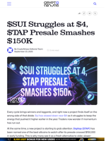 $SUI Struggles at $4, $TAP Presale Smashes $150K