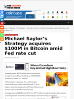 Michael Saylor’s Strategy acquires $100M in Bitcoin amid Fed rate cut - The Crypto News Wire