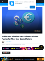 Stablecoins Adoption: French Finance Minister Pushes For More Euro-Backed Tokens | Bitcoinist.com