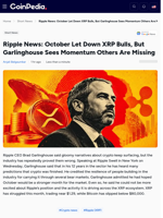 Ripple News: October Let Down XRP Bulls, But Garlinghouse Sees Momentum Others Are Missing