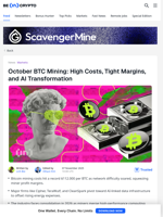 October Bitcoin Mining Report: Rising Costs and the AI Pivot Trend