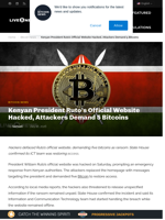 Ruto Website Hacked as Attackers Demand 5 Bitcoin