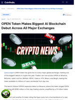 OPEN Token Makes Biggest AI Blockchain Debut Across All Major Exchanges