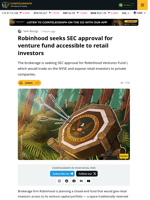 Robinhood Files Venture Fund with SEC to Open Private Markets to Retail