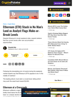 Ethereum (ETH) Stuck in No Man's Land as Analyst Flags Make-or-Break Levels